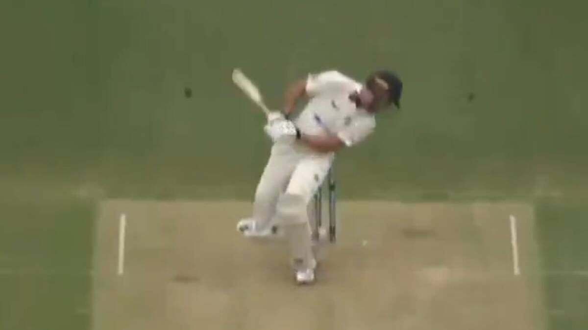 Matt Short getting hit by the bouncer. Photo: cricket.com.au