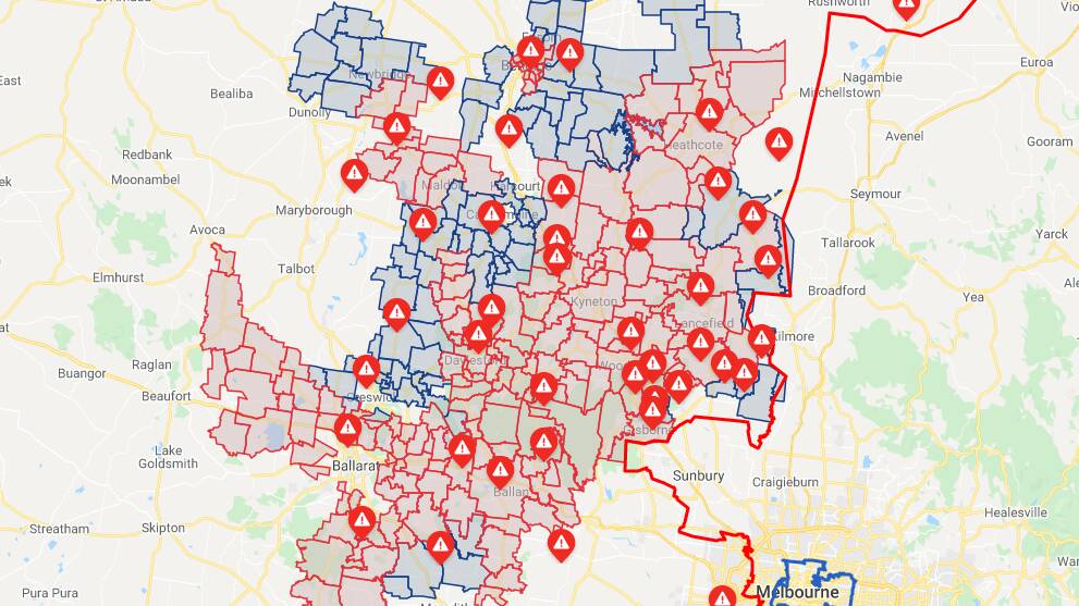 The power outage map on Friday morning.