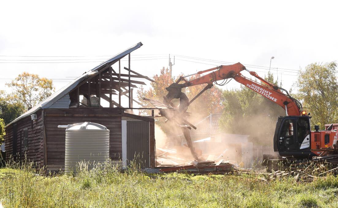 Gone forever: The stables being demolished on Monday. Main picture: Adam Trafford.
