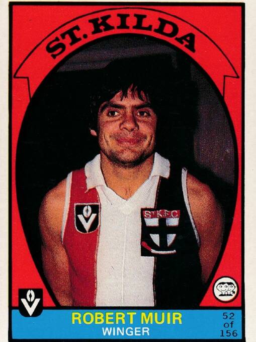 Robert Muir's playing card during his time with St Kilda. Image: ABC News.