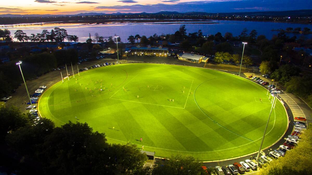 City Oval looked brilliant - when the lights were working. Photo: Skyline Drone Imaging.