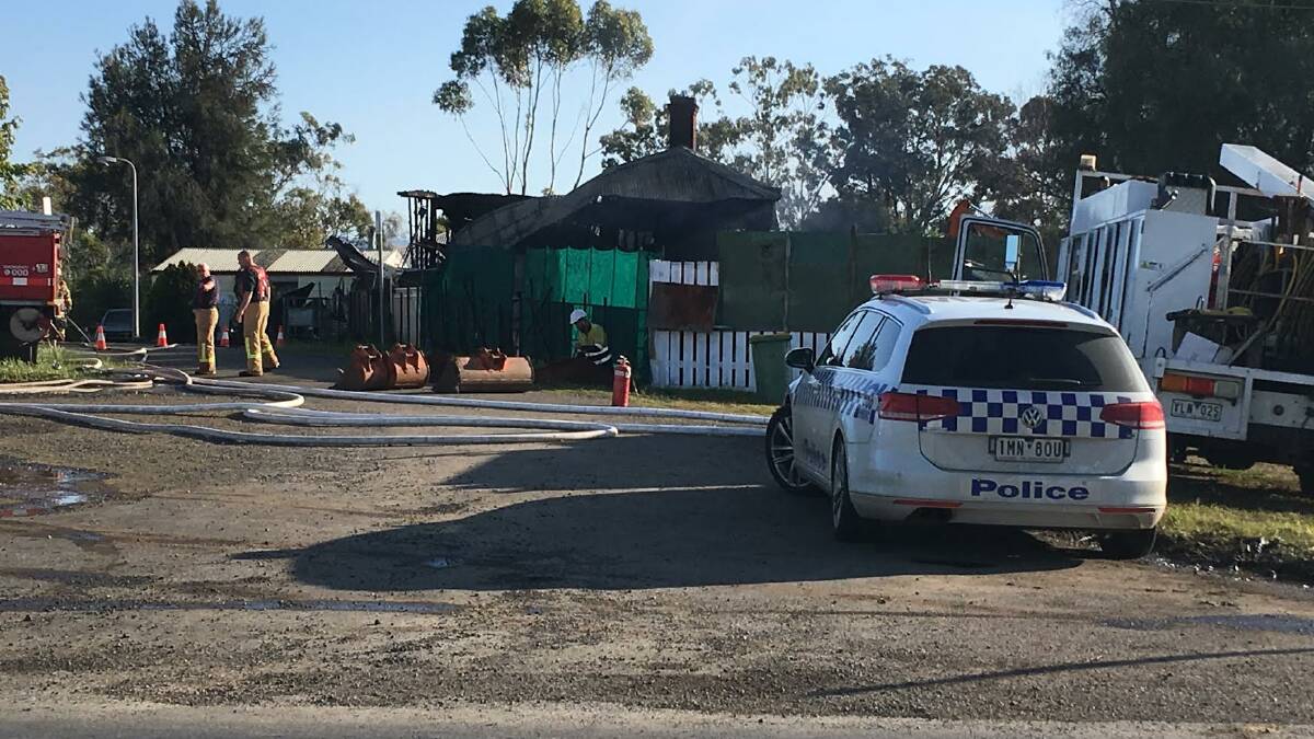 The scene of the house fire on Monday morning. Photo: Glen Martin, The Moorabool News.