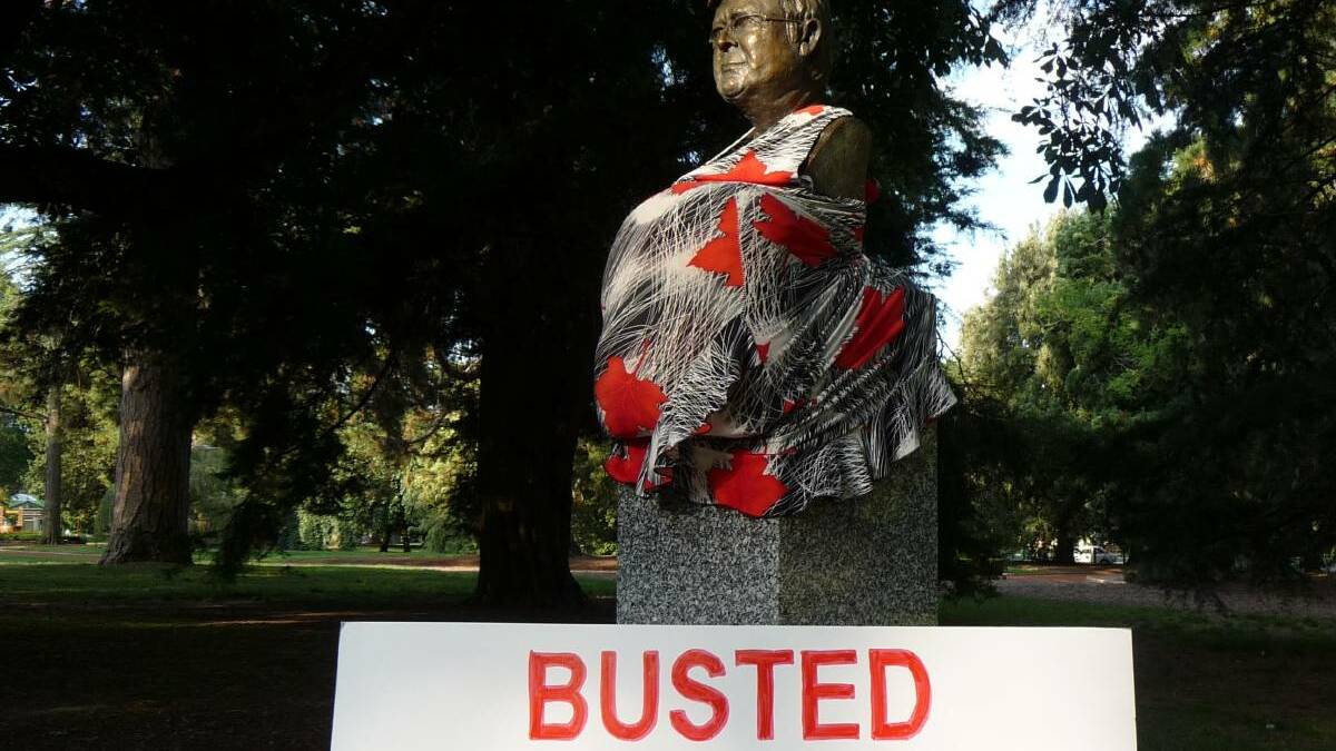 Activist group speaks out after leaving bust of Scott Morrison in Ballarat Botanical Gardens