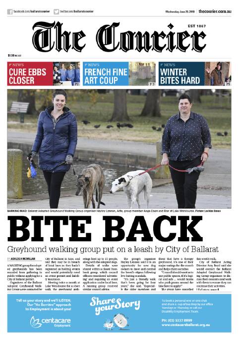Today's front page of The Courier.