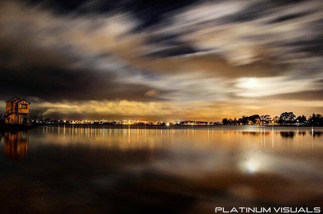 PHOTO OF THE DAY: @therealplatinumvisuals "Lake wendouree at night. #ballarat #lake #lakewendouree #night #lights #clouds #water #reflection"