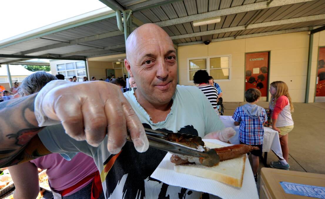 Ian Cooper had his tongs at the ready at Ballarat North Primary School for the state election in 2014.