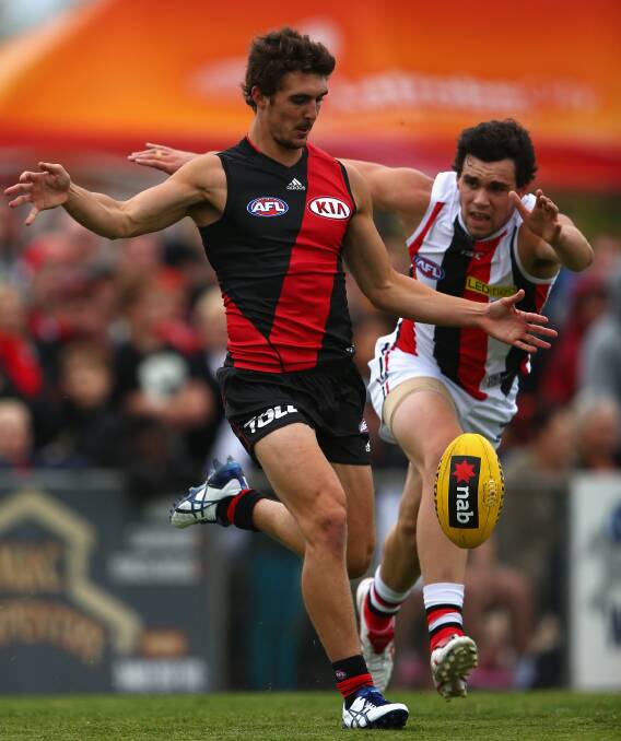 SPEEDSTER: Former North Ballarat Rebel Lauchlan Dalgleish has been delisted by Essendon after playing just three senior games in his four years at the club. Here, he is pictured playing in a NAB Challenge game in 2013.