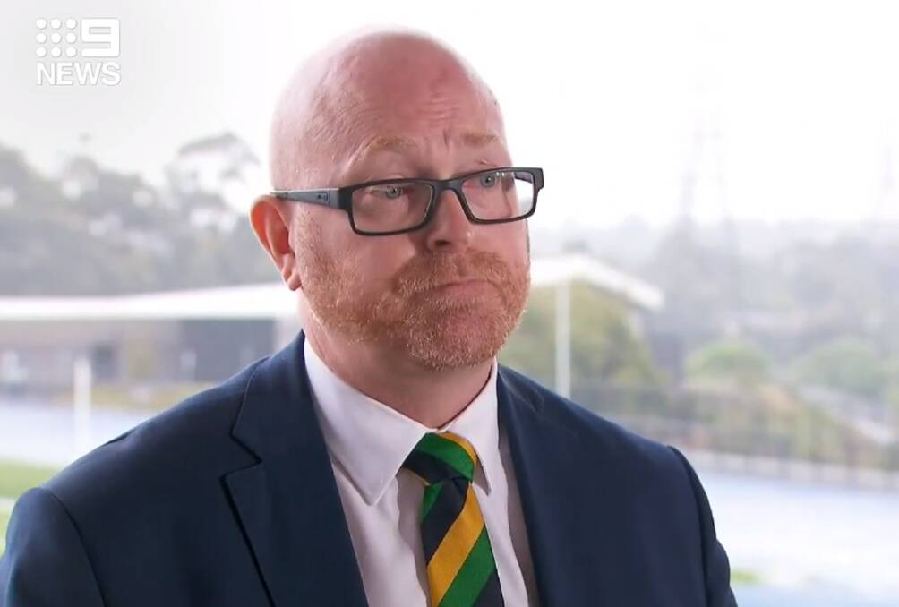 John Crowley addressing the media in Melbourne on Monday. Photo: 9 News.