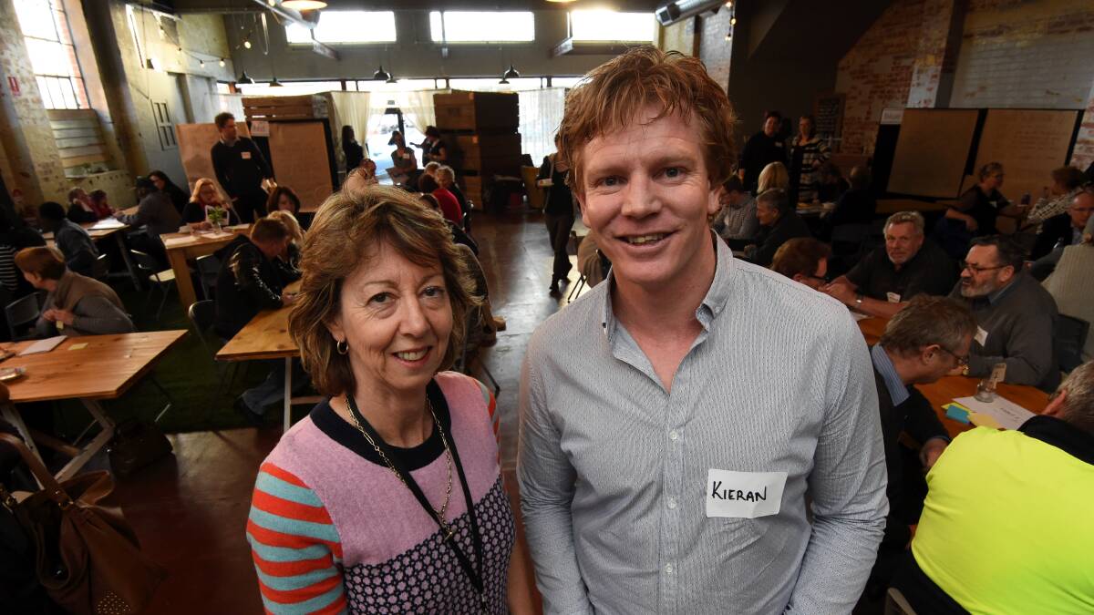 Chief Executive Officer at UnitingCare  Carolyn Barrie and Forsight Lane's Kieran Murrihy. Picture: Lachlan Bence