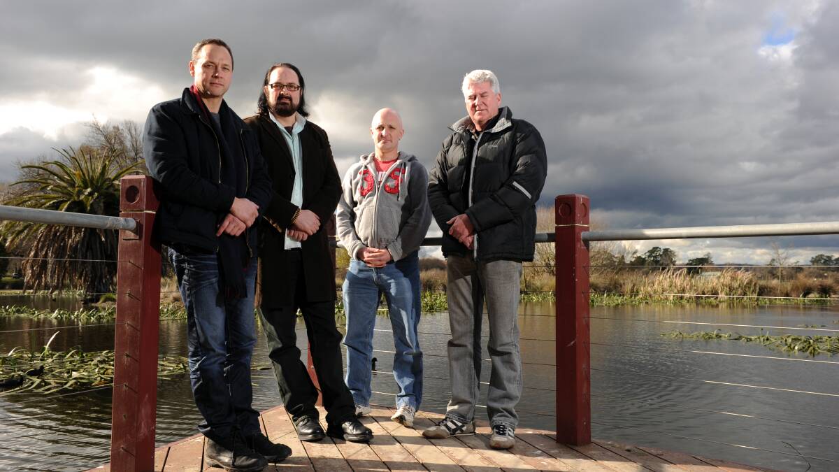 Ballarat clergy abuse victims Peter Blenkiron, Stephen Woods, Andrew Collins and Phil Nagle.     