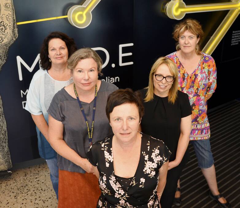 SHATTERING THE SILENCE:  (clockwise from left) CASA counsellors Andrea Lockheart and Gayle Fulford, Loud Fence creator Maureen Hatcher, Ballarat City Council's Jenny Fink and councillor Belinda Coates. Picture: Dylan Burns 