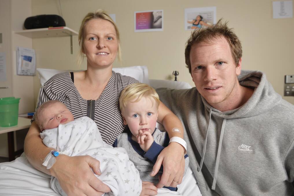 SMILES: Emily Hutchins, Logan Hutchins, two, and Jason Hutchins welcome their newest family member, Nell Hutchins, who was born on Mother's Day at Ballarat Base Hospital. Picture: Dylan Burns