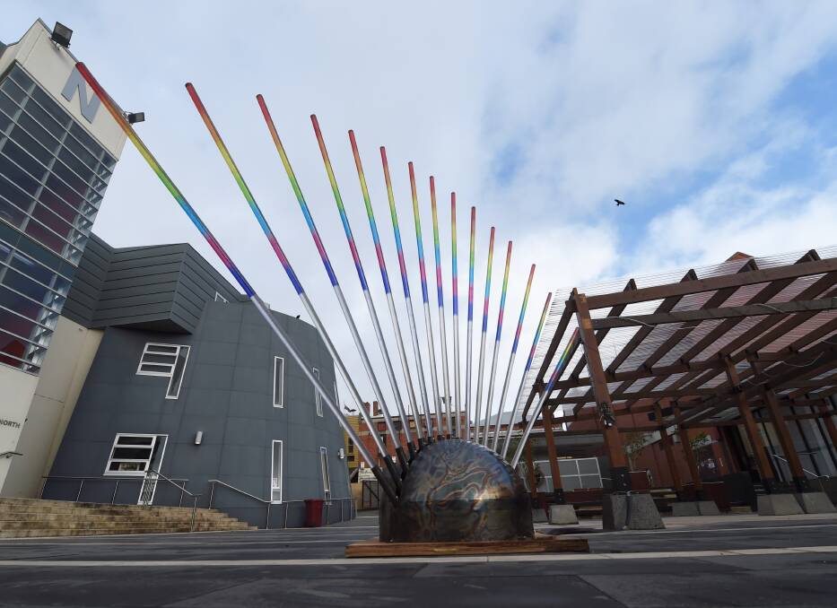 PRIDE: Ballarat's Harmony sculpture during its time at Alfred Deakin Place in the central business district. The sculpture has been placed in storage while a new home is investigated by Ballarat City Council. Picture: Lachlan Bence
