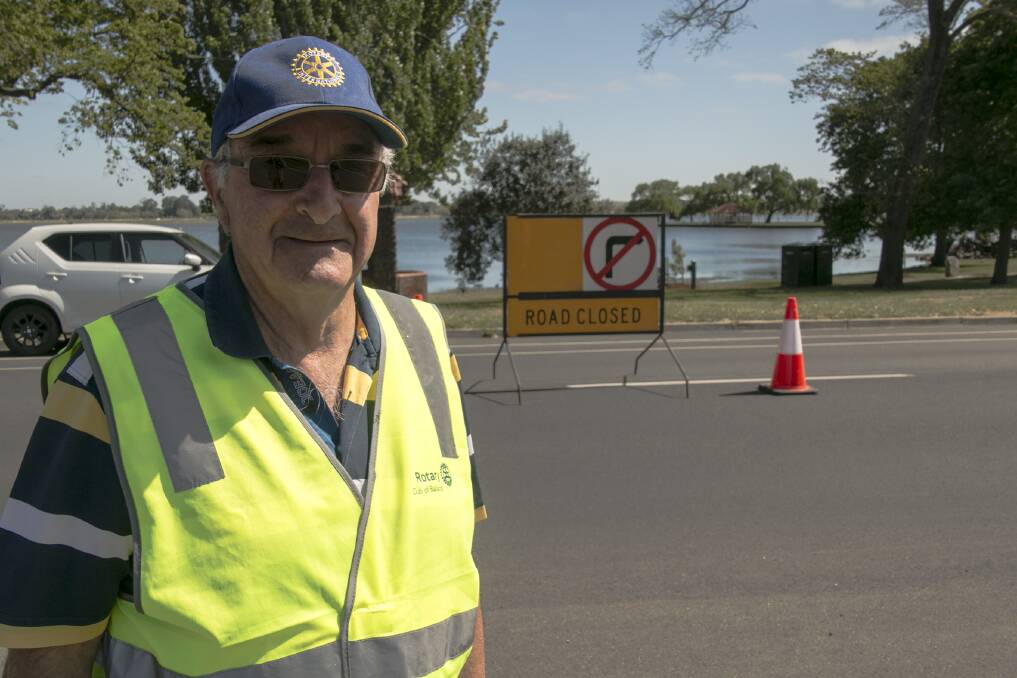 ONE WAY: Bruce Valpied in front of planned traffic controls ahead at Lake Wendouree.
