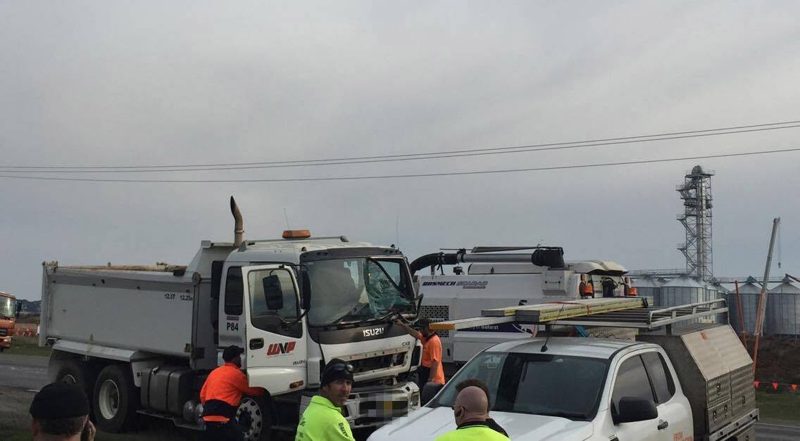 The truck and ute involved in the crash.
