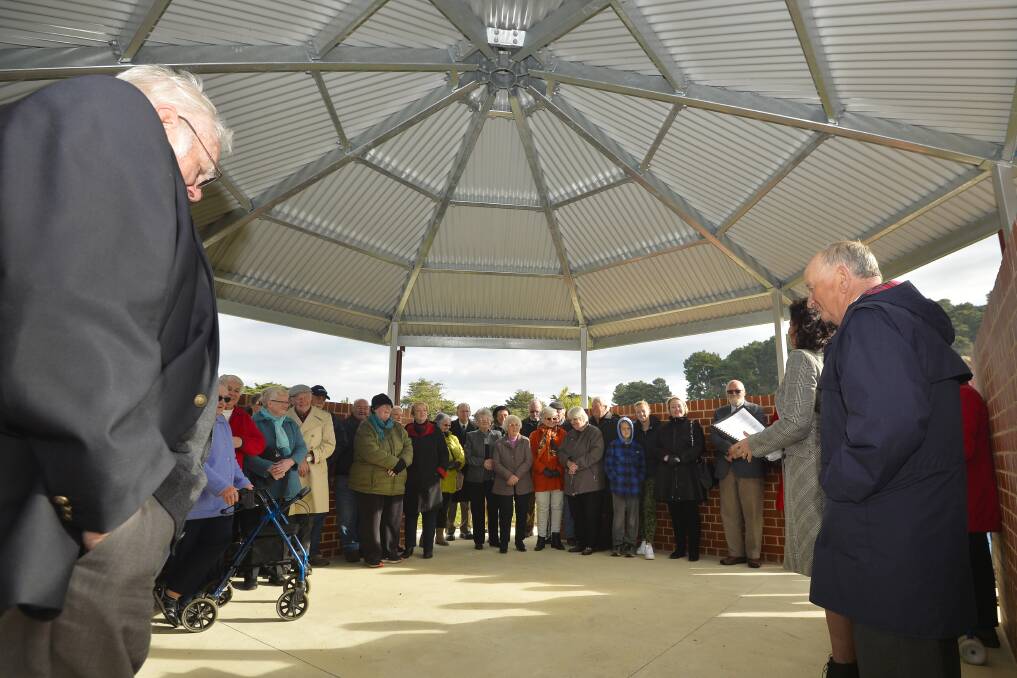 COVERED: The Learmonth community inside the town's new rotunda during its opening. Picture: Dylan Burns