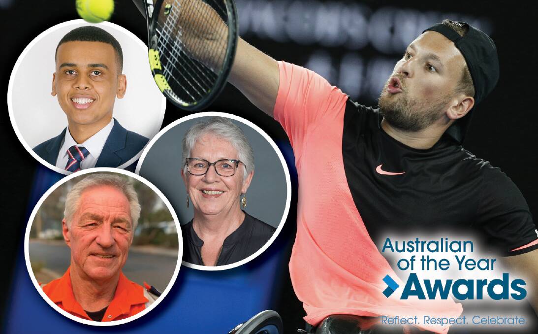 RECIPIENTS: The 2022 Victorian of the Year is Dylan Alcott (right). Other award winners include Ahmed Hassan, Gaye Hamilton and Leo op den Brouw. 
