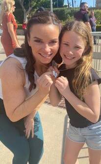 Kristy Sellars with her daughter Rylie in the US, where she performed on the show and placed second.