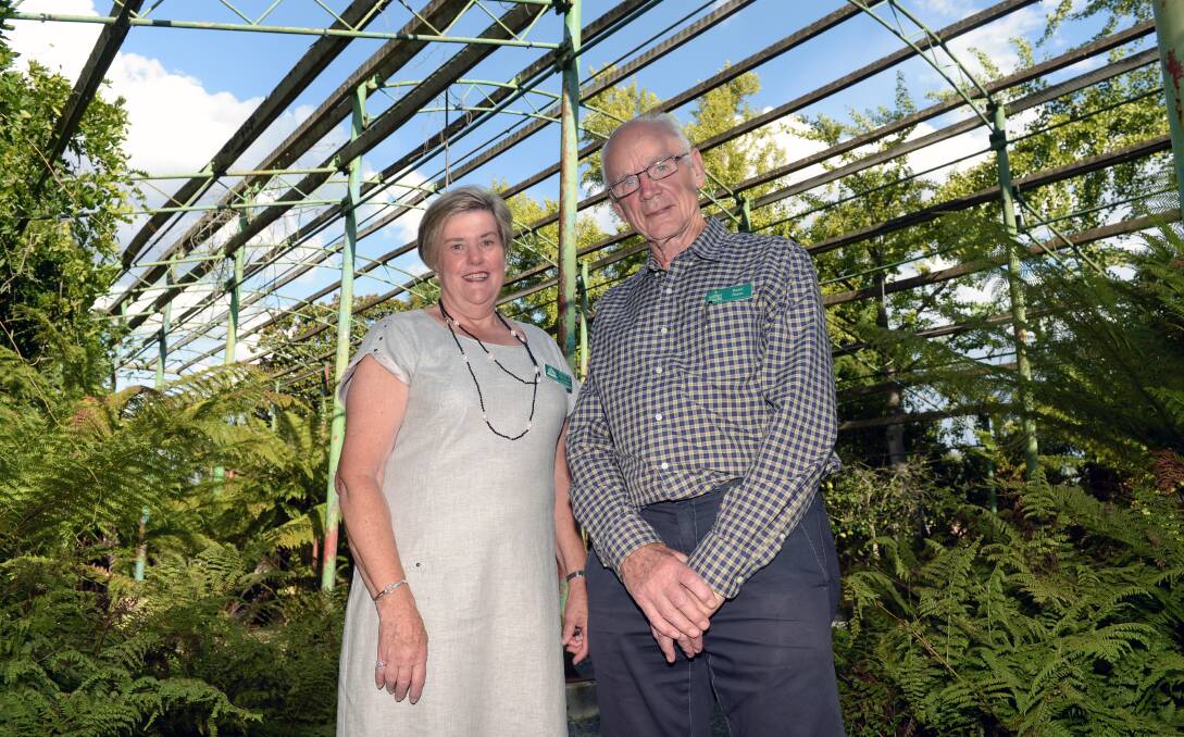 REVAMP: Friends of the Ballarat Botanical Gardens Elizabeth Gilfillan and Raoul Dixon in the run down fernery. Picture: Kate Healy.  