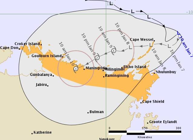 The Bureau of Meteorology has just issued the first tracking map of the developing cyclone.