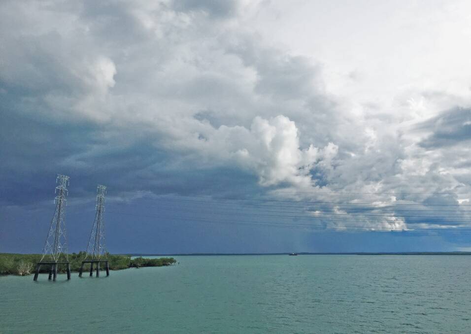 Thunderstorms forming yesterday on Darwin Harbour.