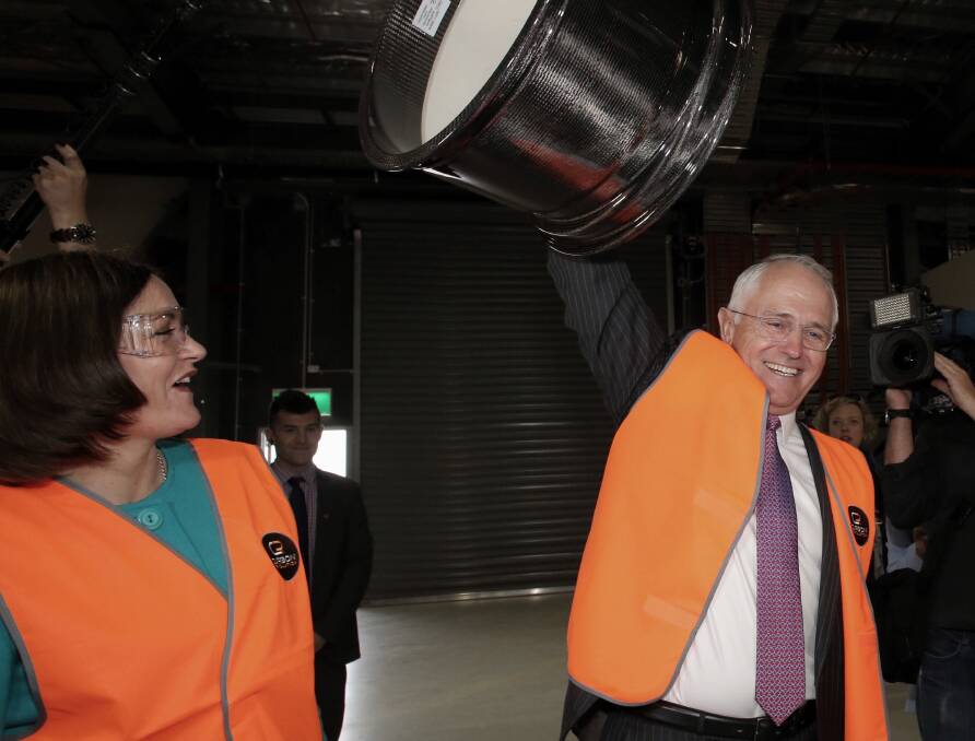 Wheels up: Corangamite candidate and incumbent Sarah Henderson and Prime Minister Malcolm Turnbull on his first visit to the electorate earlier in the month. PICTURE: Andrew Meares
