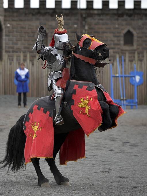 Ready: One of Kryal Castle's talented jousters. The castle is looking for a buyer - knight and serfs not included. PICTURE: Dylan Burns