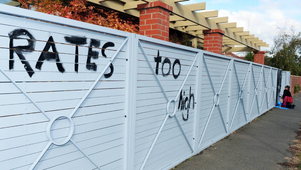 Paint it black: Caroline Buckley wanted the City of Ballarat to get her message that $5200 in rates was too much this week. PICTURE: Kate Healy