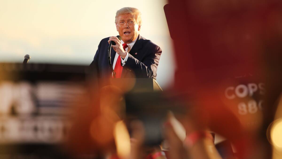President Donald Trump speaks at a rally in New Hampshire at the end of August. Picture: Getty Images