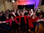 Catherine King celebrates her eighth election victory with party faithful at Trades Hall. Picture: Adam Trafford 
