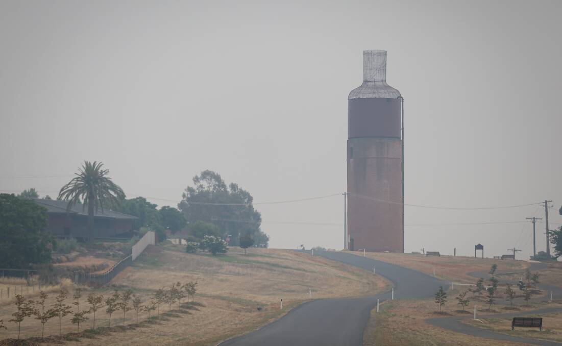 BLANKETED IN SMOKE: Rutherglen in Indigo Shire in December. Picture: JAMES WILTSHIRE