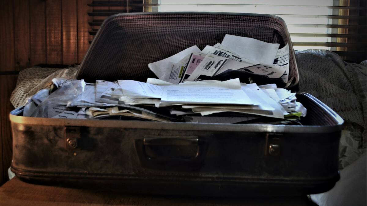 One of two suitcases of documents collected by Pioneer residents over seven years in relation to their drinking water. 