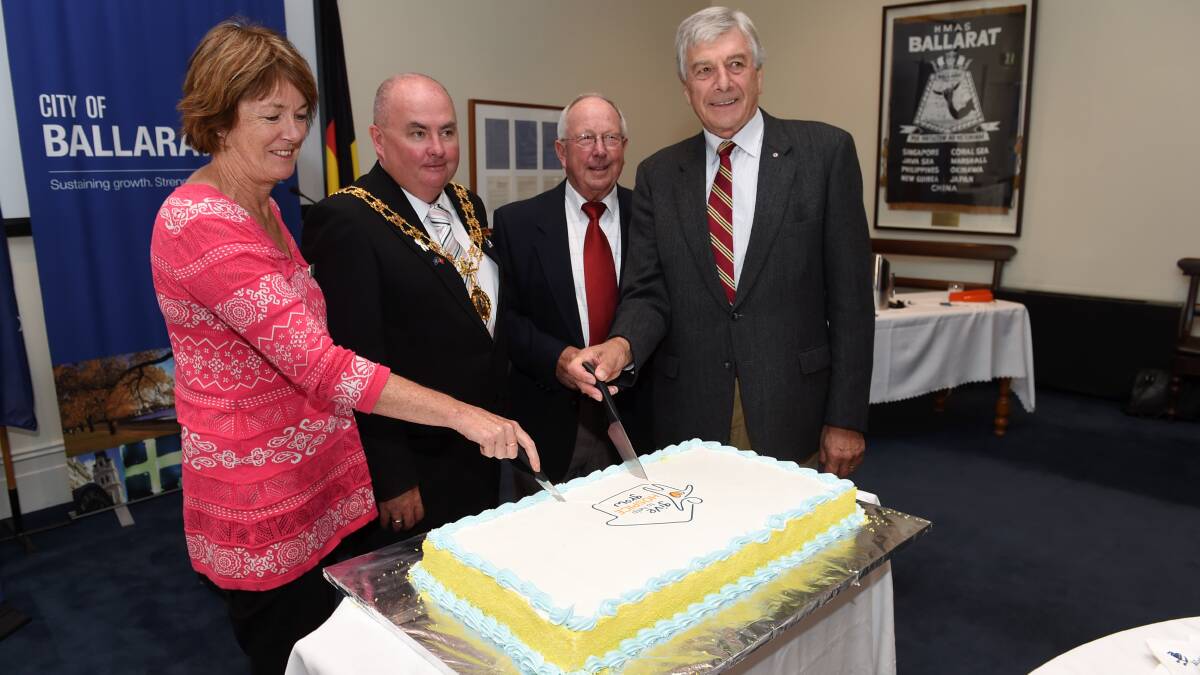 Nurse Sharon Moss, mayor Des Hudson, Chair Geoff Russell and patron Rob Knowles launch the appeal. Picture: Lachlan Bence