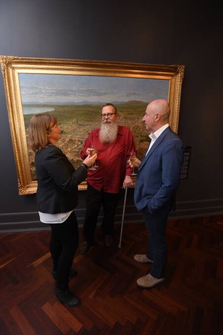 Visit Ballarat chair Serena Eldridge, Art Gallery of Ballarat director Gordon Morrison and deputy mayor Mark Harris. Picture: Lachlan Bence