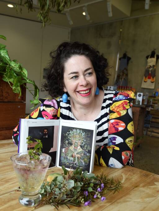 Harebrained endeavour: Brigid Corcoran of Saltbush Kitchen with her gourmet response to Michael McWilliams' Archibald piece, The Usurpers. Picture: Lachlan Bence