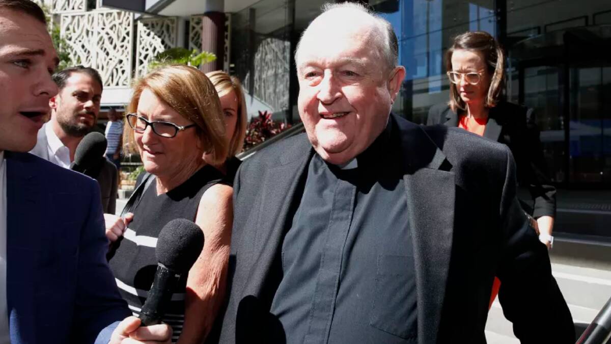 The Archbishop of Adelaide Philip Wilson outside court in April. Photo: AAP