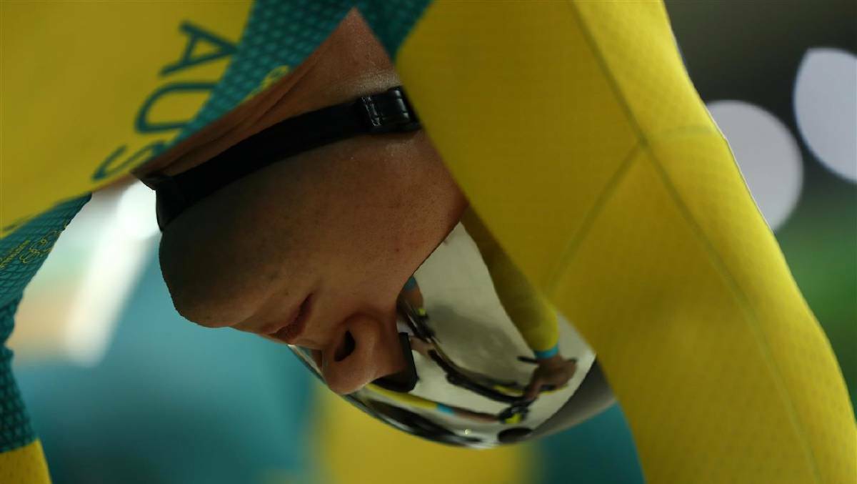 DAY 6: Team Australia prepares to ride in the Men's Team Sprint first round on Day 6 of the 2016 Rio Olympics at Rio Olympic Velodrome on August 12, 2016 in Rio de Janeiro, Brazil. Photo: Bryn Lennon/Getty Images
