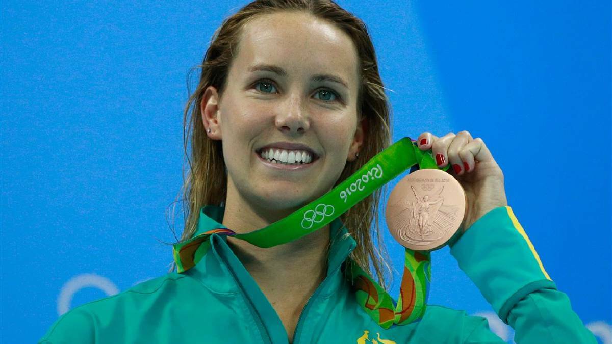 DAY 4: Bronze medalist Emma McKeon of Australia poses on the podium during the medal ceremony for the Women's 200m Freestyle Final on Day 4 of the Rio 2016 Olympic Games at the Olympic Aquatics Stadium on August 9, 2016 in Rio de Janeiro, Brazil. Photo: Adam Pretty/Getty Images