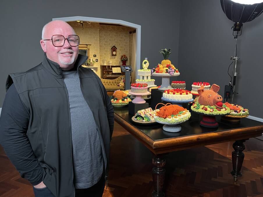 TALENTED: South Australian textile artist Trevor Smith takes crochet to another level in his exhibition, 'A Fanciful Feast', at the Art Gallery of Ballarat. Picture: Art Gallery of Ballarat
