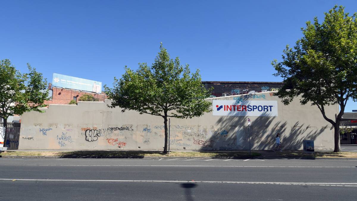 The Intersport wall is constantly being tagged. Picture by Kate Healy