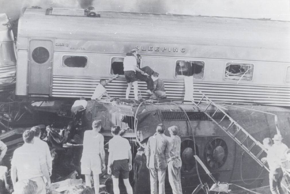 RESCUE: Ballarat man Alan Hyatt helped about 20 people escape the burning carriages of the Southern Aurora after it crashed at Violet Town in February 1969.