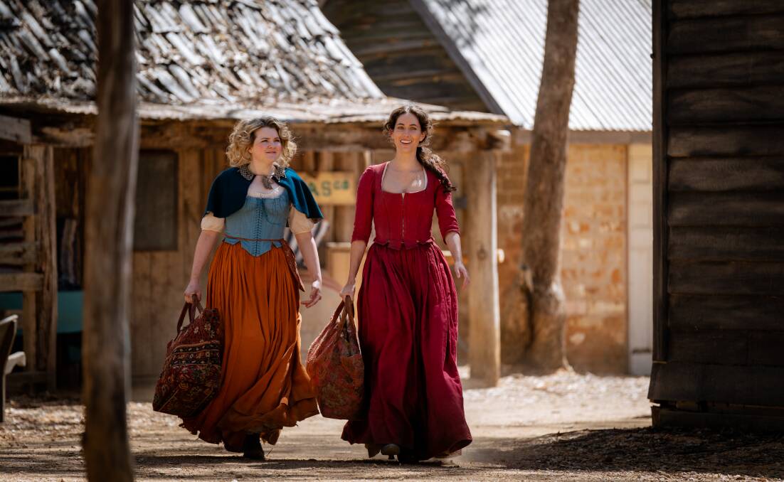 Actresses Danielle Walker, left, and Claire Lovering on the set of the new ABC series 'Gold Diggers'. Picture supplied