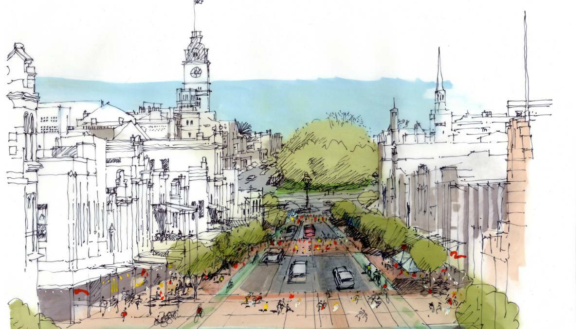 DESIGN: One of the early artist's impressions of traffic moving through the Bridge Mall.