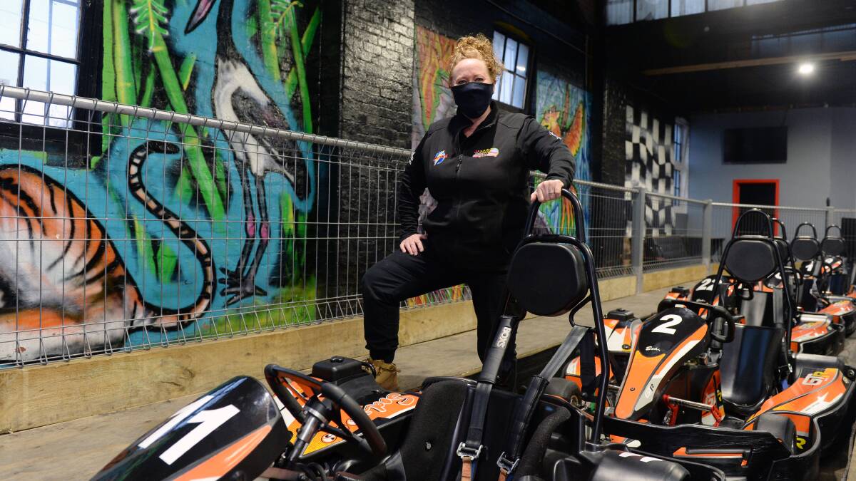RECOVERY: Ballarat Indoor Go Karts and Laserforce owner Catherine Hayes has reopened the venue after the state's fifth lockdown. Picture: Kate Hellyar
