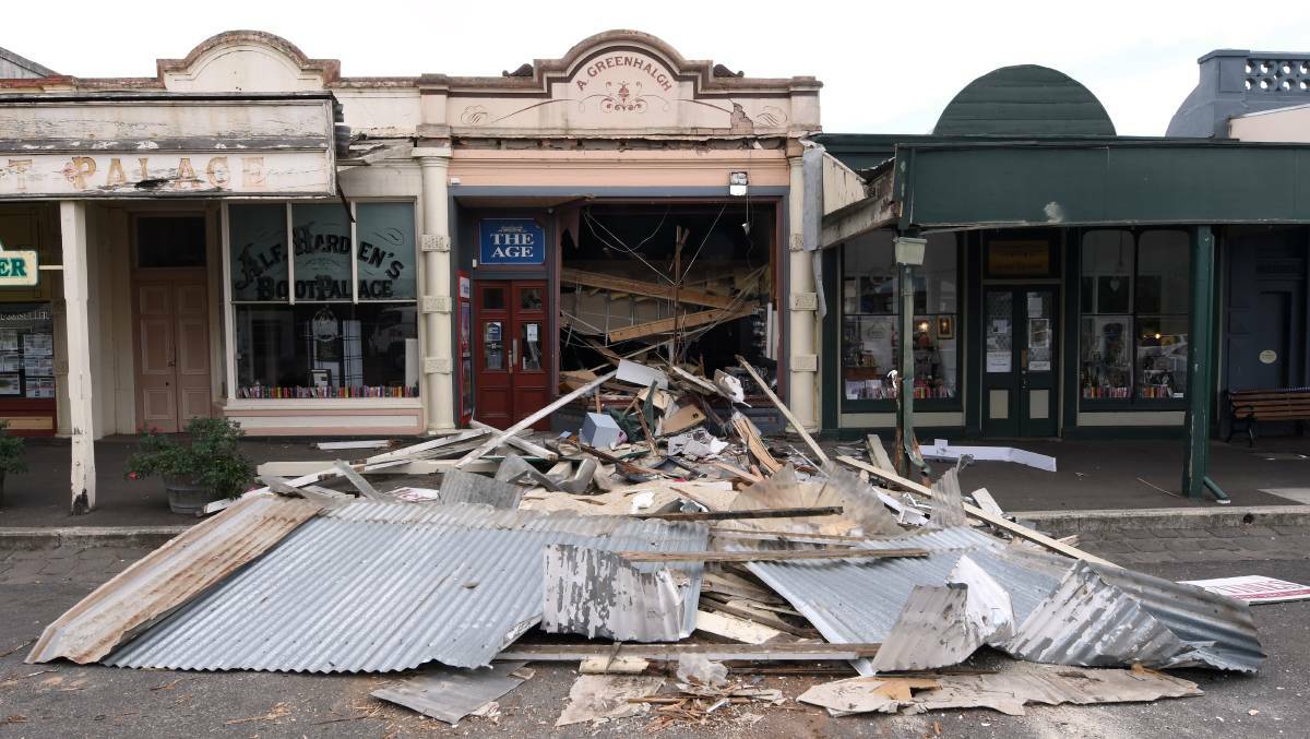 DESTROYED: Grant Nalder and Martin Locandro caused significant damage to the historic Clunes Newsagency building when they attempted to rip out an ATM. Pictures: Adam Trafford