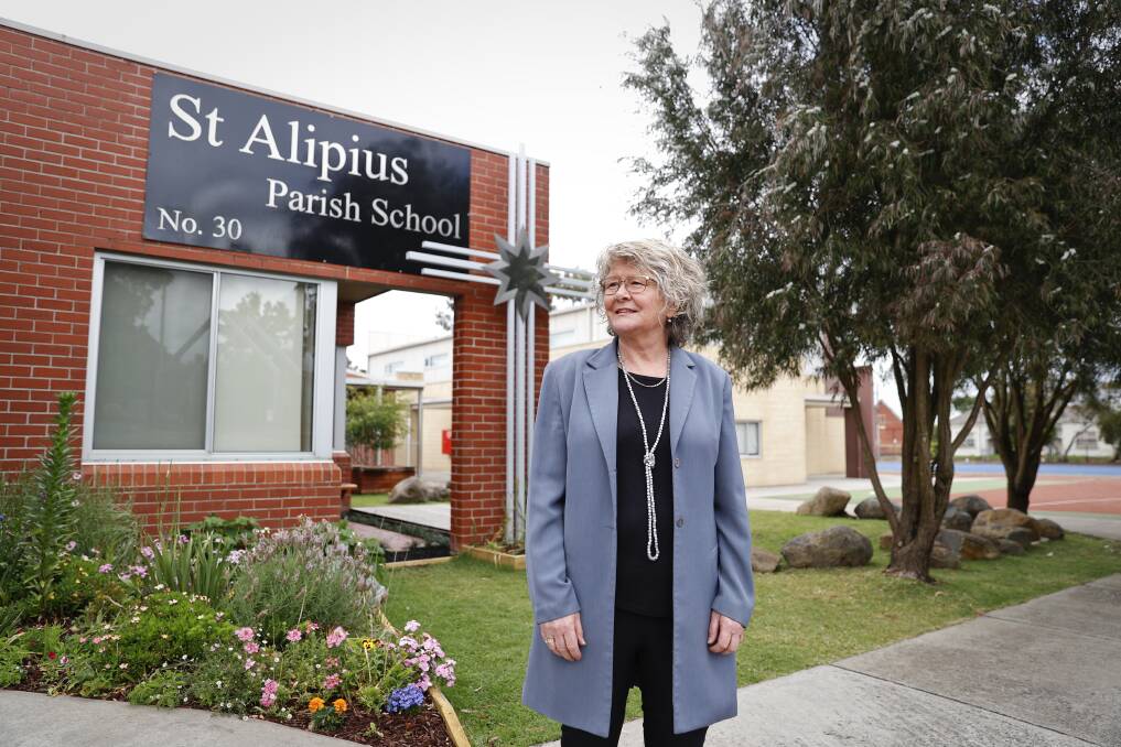 Proud: St Alipius Parish School principal Eileen Rice is retiring next week after 42 years in Catholic education. Picture: Luke Hemer