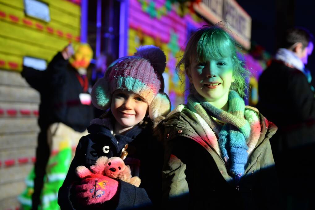 SPECTACLE: Ballarat's Claire Fletcher, 5, and Tess Fletcher, 6, at the 2017 Winter Wonderlights festival. Picture: Kate Healy