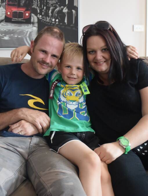 BRAVE: Chris and Glenda Brown with five-year-old Ethan, who had open heart surgery in August. Picture: Erin Williams