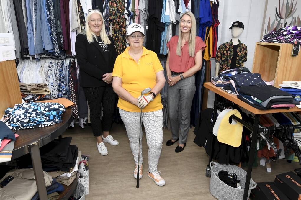 Cafs program and volunteer lead Nicole Roberts, Thread Togeather co-ordinator Mary Brierley and The Smith Family family partnership co-ordinator Bridget Folbigg urge golf enthusiasts to attend an important fundraiser. Picture by Lachlan Bence