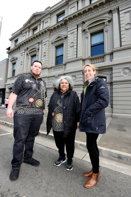 BADAC Koorie Family Services team leader Nathan Finley, BADAC KFT manager Aunty Leah Keegan and Cafs team leader Bernadette Keogh. Picture by Lachlan Bence